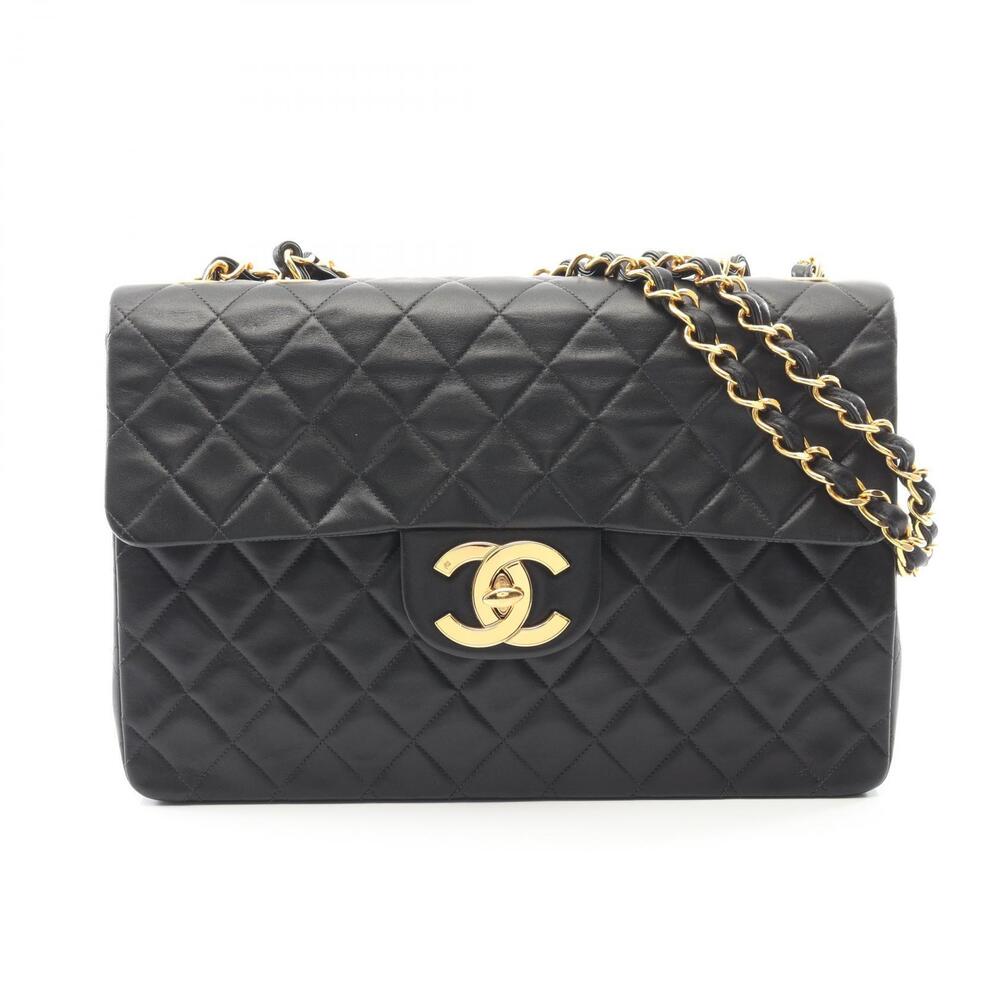 Chanel Matelasse Shoulder Bag Lambskin Sheepskin Black